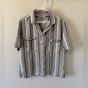Outerknown Men’s Short Sleeve Button Up Shirt Striped Size XL Hemp Tencel Camp